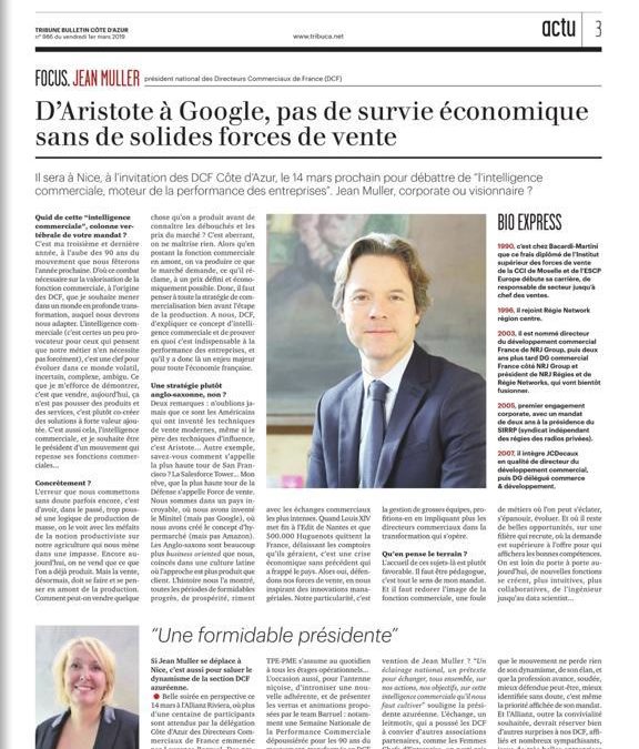 La Tribune Côte d’Azur : « D’Aristote à Google, pas de survie économique sans de solides forces de vente »