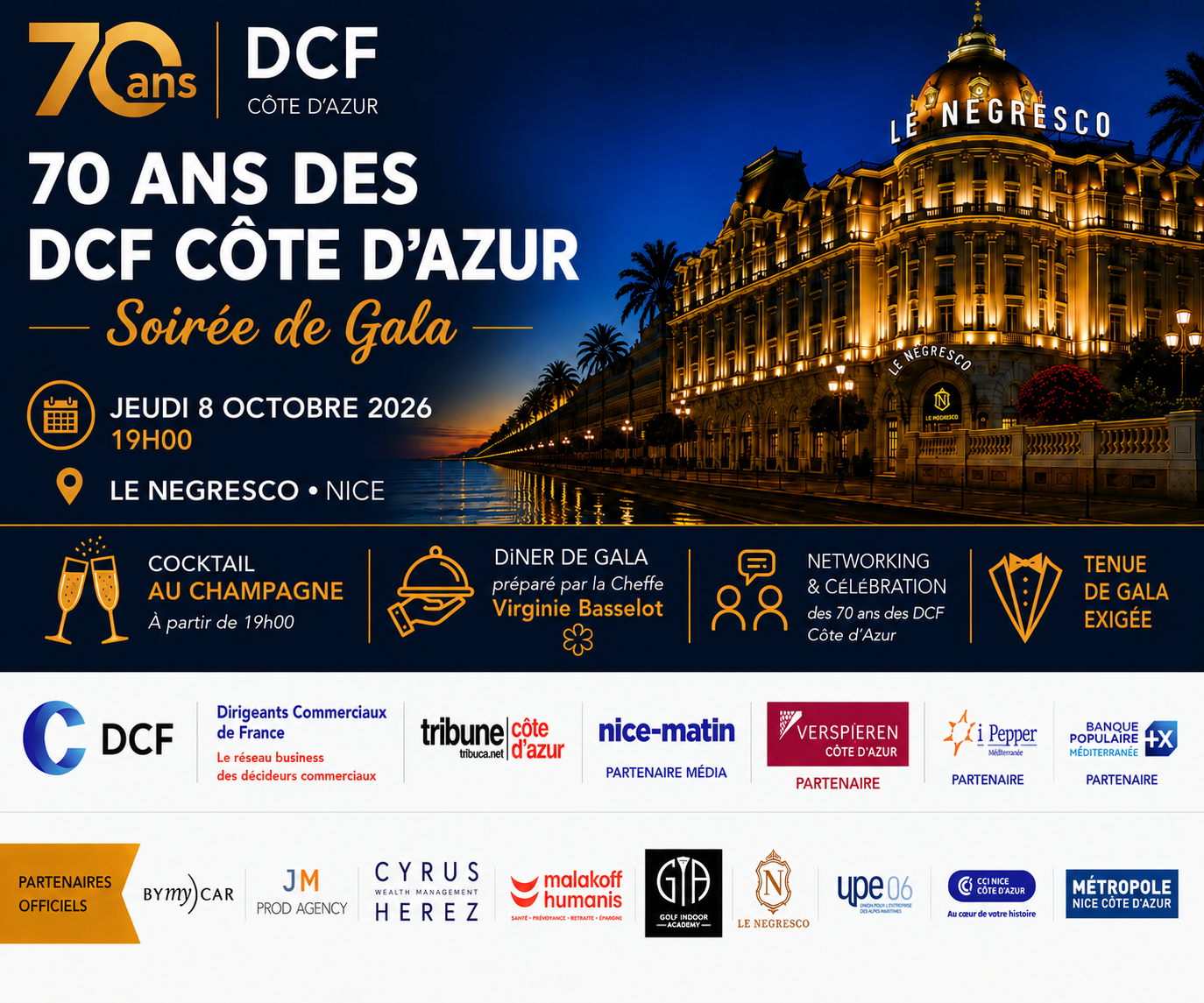 SOIREE DE GALA – 70 ANS DES DCF CÔTE D’AZUR | Le 08 Octobre 2026